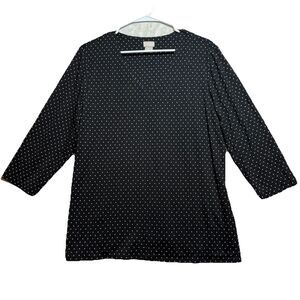 Chicos Black Polka Dot Casual Blouse Top Work Office Chico’s Size 2